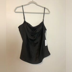 NWT 1 State Large Black Cowl Neck Lace Tank Top